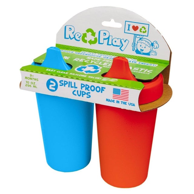 Re-Play Baby Sippy Cups for Toddlers, 2pk No Spill Sippy Cup, Aqua Purple